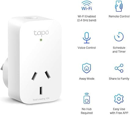 TP-LINK TAPO-P100 1PK MINI SMART WI-FI PLUG, AWAY, TIMER, SCHEDULE, VOICE CTRL, 2YR WTY - TAPO P100(1-PACK)