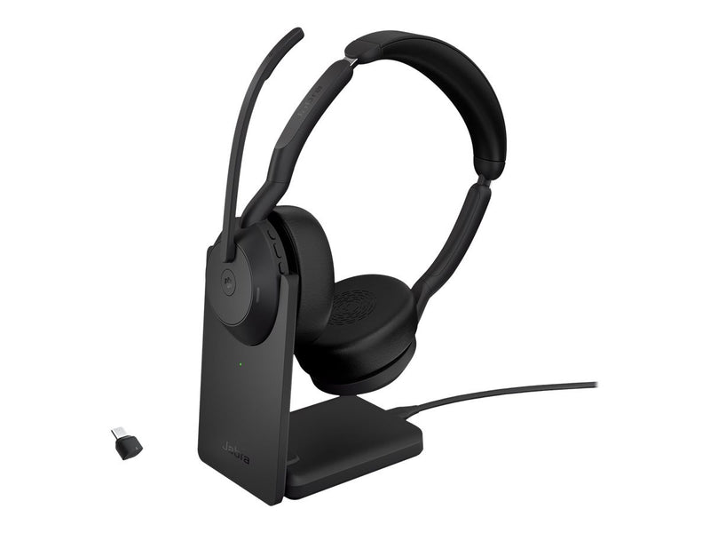 JABRA WIRELESS EVOLVE2 55 MS STEREO BLUETOOTH ANC HEADSET W/CHARGING STAND, LINK380A,USB-A-25599-999-989