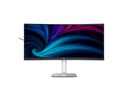 Front view of Philips 34-inch curved ultrawide WQHD VA monitor with 1500R curvature and ultra-thin bezels