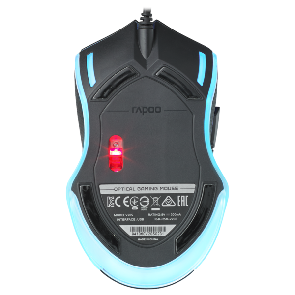 RAPOO V20S LED Optical Gaming Mouse Black - Up to 3000dpI 5 Programmable Buttons