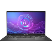 Front view of the MSI Modern A14 AI LAPTOP with keyboard visible.