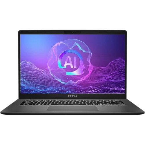 Front view of the MSI Modern A14 AI LAPTOP with keyboard visible.
