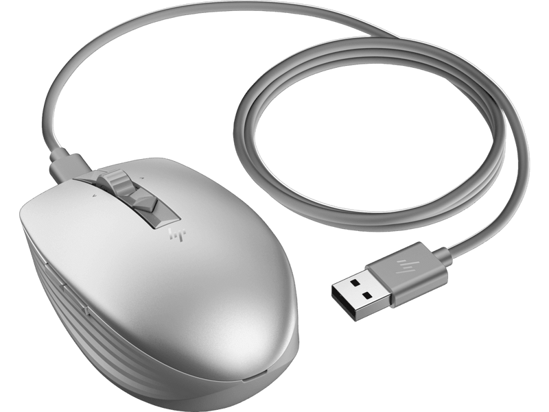 HP 710 Rechargeable Silent Bluetooth Mouse 2.4GHz Bluetooth 5.3 6 Button Silver 6E6F1AA