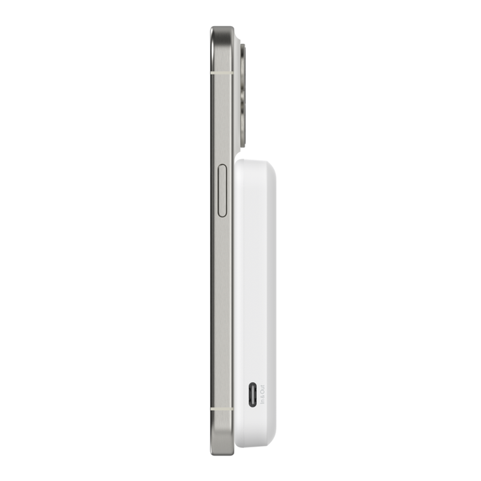 BELKIN MAGNETIC POWER BANK WITH Qi2 15W 5K (WHITE), CABLE