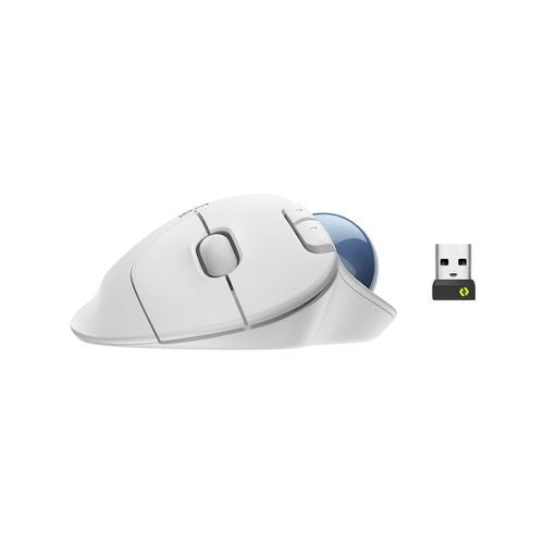 LOGITECH M575 ERGO WIRELESS TRACKBALL MOUSE,BOLT RECEIVER,BT,WHITE - 2YR WTY - 910-006439