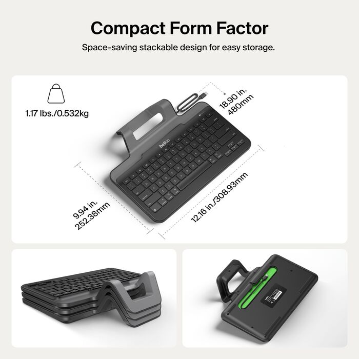 Belkin Connect USB-C Keyboard with Stand for iPad Rugged IP51 3 Year Warranty