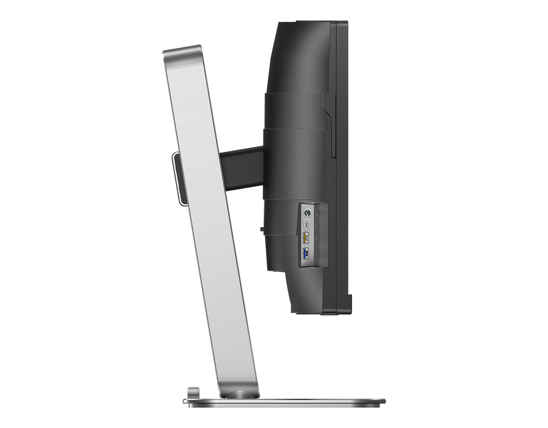 Side profile of Philips 34B2U5600C curved monitor showing slim VA panel and ergonomic stand design