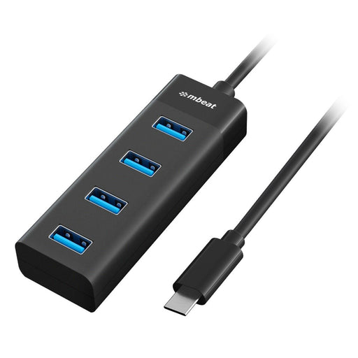 mbeat® USB-C to 4-Port 3.0 Hub - Black