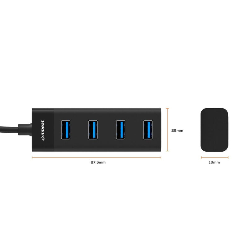mbeat 4-Port USB 3.0 Hub, 4 Ports 5Gbps 3.0 Data