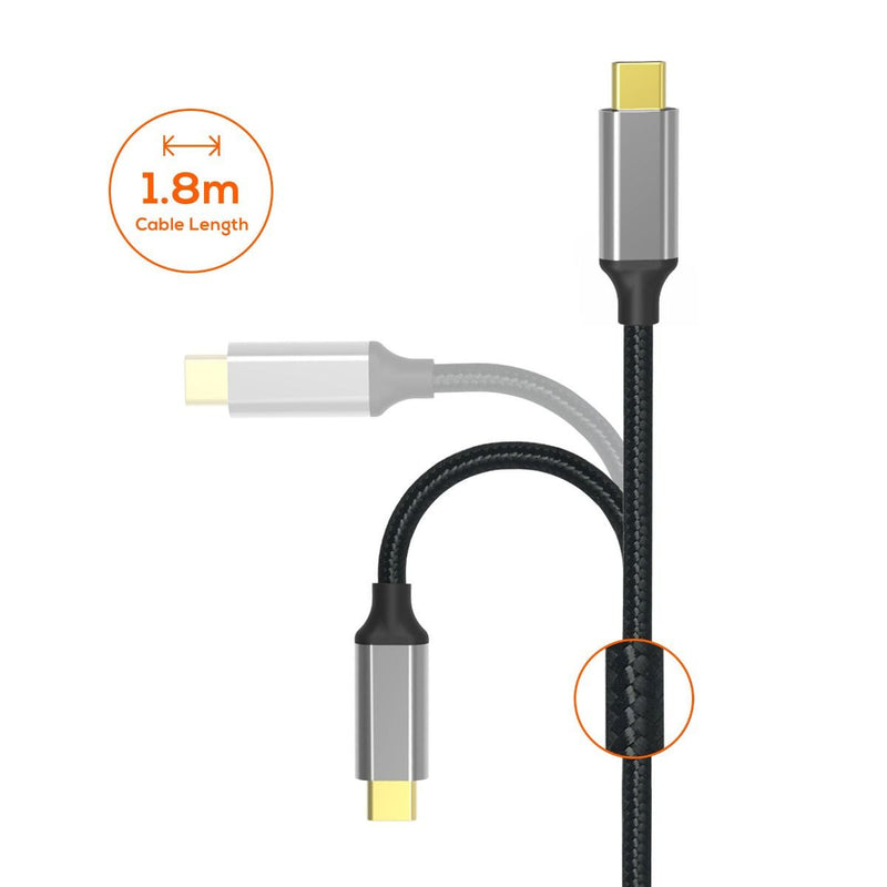 mbeat Tough Link 1.8m 4K USB-C to Display Port Cable - Converts USB-C to DisplayPort,4K@60Hz (3840×2160), Gold Plated, Aluminium, Nylon Braided Cable