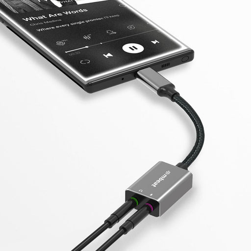 mbeat Elite USB-C to 3.5mm Audio and Microphone Adapter - Adds Headphone Audio and Microphone Jack to USB-C Computer, Tablet Smartphone Devices - Spa