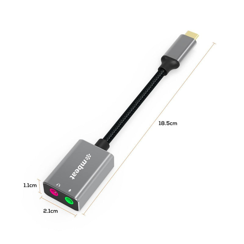 mBeat Elite USB-C to 3.5mm Audio and Microphone Adapter - MB-XAD-CAXM