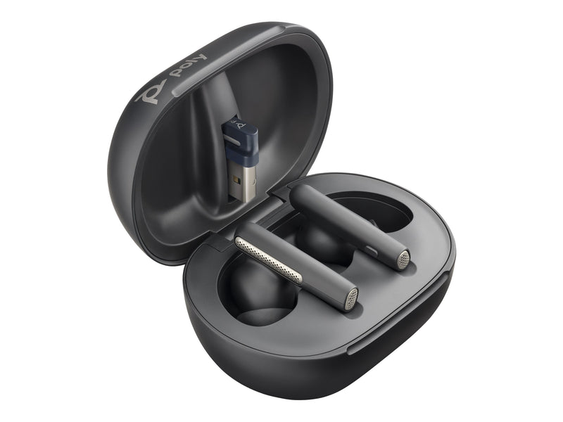 HP Poly Voyager Free 60+ MS Bluetooth Earbuds ANC Touchscreen Case USB‑C