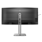 A view of the bottom of the curved ultrawide monitor.