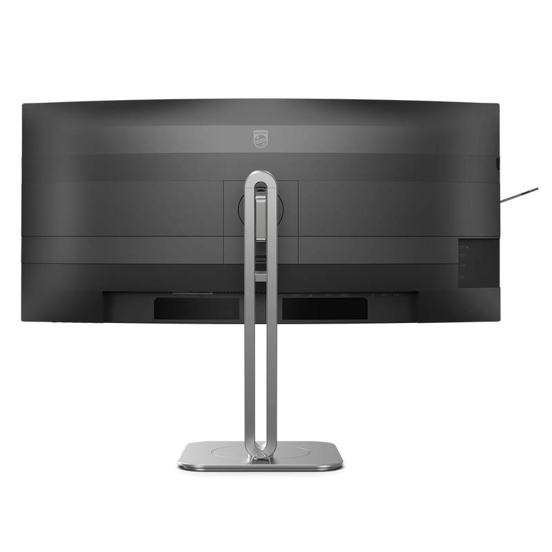 A view of the bottom of the curved ultrawide monitor.