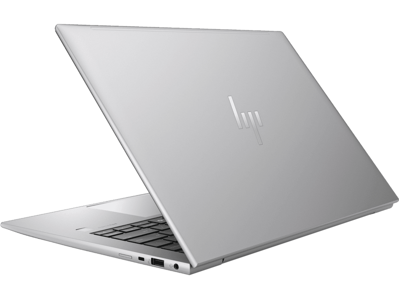 A rear view of the HP ZBook Firefly 14 inch G11, with the lid half open