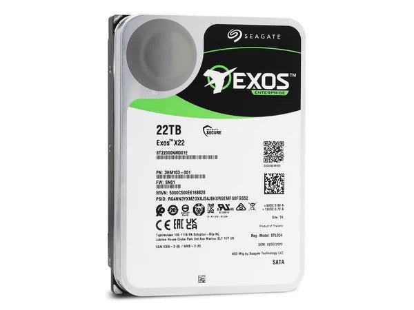 SEAGATE EXOS ENTERPRISE 512E/4KN INTERNAL 3.5" SATA DRIVE, 22TB, 6GB/S, 7200RPM, 5YR WTY