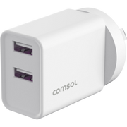 COMSOL 12W 2 PORT USB-A WALL CHARGER (WHITE) - AC12A2W