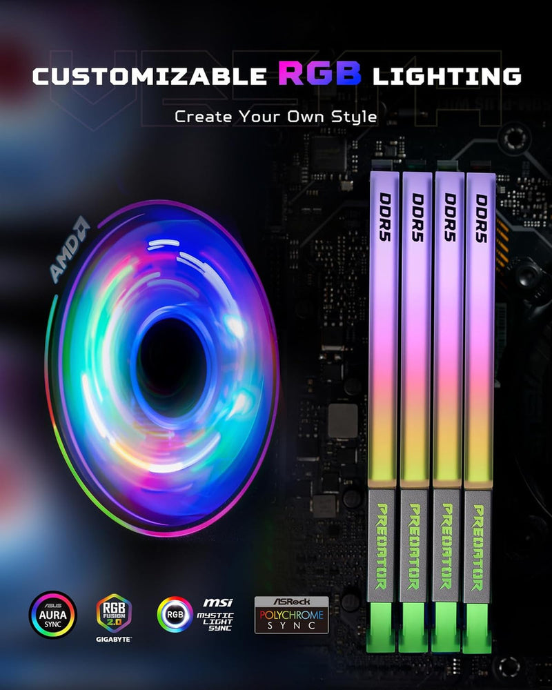 2GB (16GBx2) Silver RGB DDR5 Desktop Memory - 3