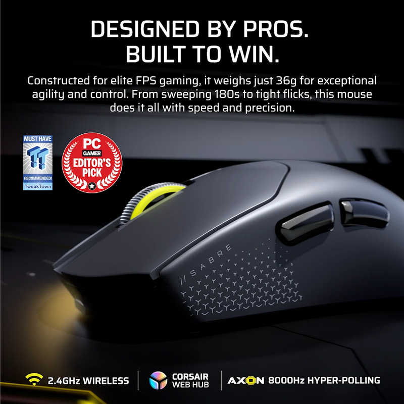 Corsair Sabre V2 Pro Wireless Gaming Mouse 33000 DPI 8000Hz Ultralight CH-931G000-WW