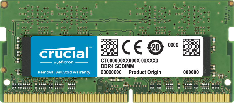 CRUCIAL 32GB DDR4 NOTEBOOK MEMORY, PC4-25600, 3200MHZ, DRX8, LIFE WTY - CT32G4SFD832A