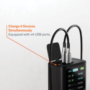 Cygnett Titan 30K mAh Power Bank in use, charging a laptop and smartphone simultaneously via USB-C and USB-A ports