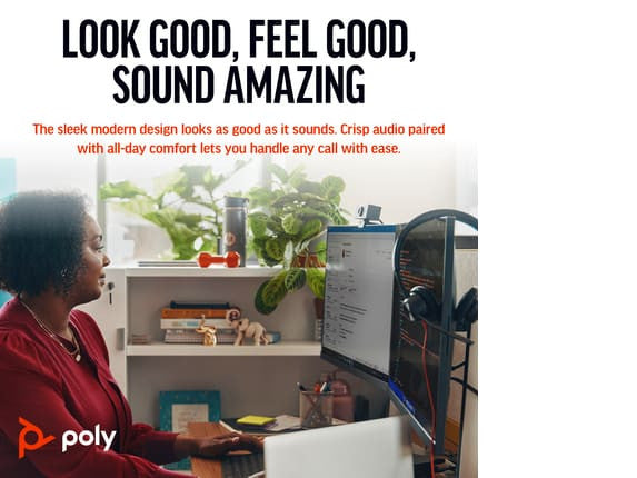 HP POLY BLACKWIRE 3320, MS, STEREO, CORDED HEADSET, INCLUDING USB-A ADAPTOR - 8X220AA