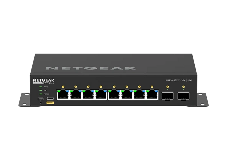 NETGEAR 8 Port Managed L2 PoE+ AV Switch 8x PoE+ 2x SFP+ 220W Lifetime