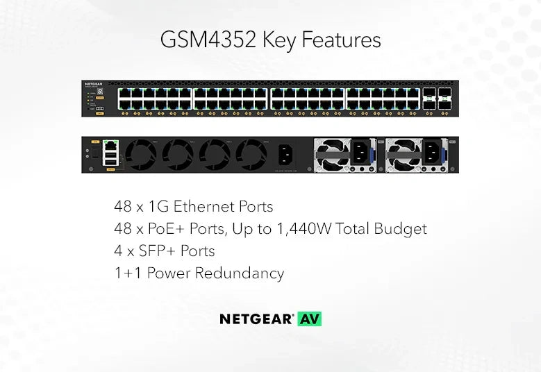 NETGEAR 48 Port Managed L3 PoE+ Switch 4x 10G SFP+ Uplinks Lifetime Warranty