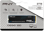 Retail packaging of PNY CS2340 2TB SSD with PCIe Gen4 branding and performance specs