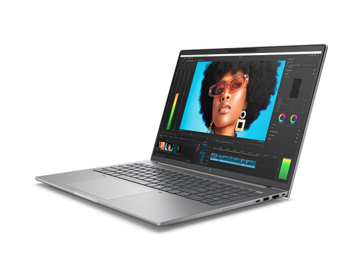 Off center shot of the front of the HP Zbook 8 G1i FireFly workstation.