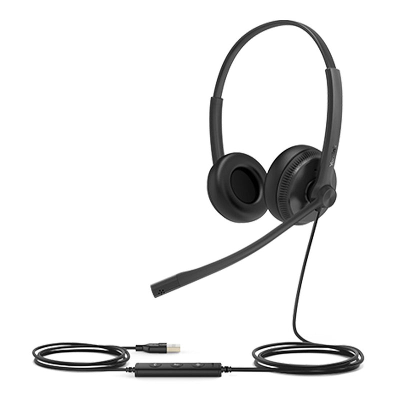 Yealink UH34 Dual UC USB-A Wired Headset Noise Cancelling Mic Leather Cushions