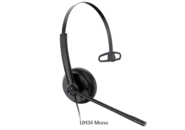 Yealink UH34 Mono UC Headset USB-A Noise Cancelling Mic Leather Cushion