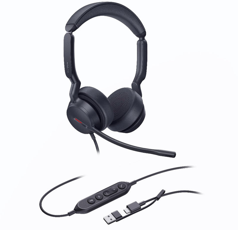 Yealink UH44 Stereo UC Headset USB-C Noise Cancelling Mic USB-C/A Adapter