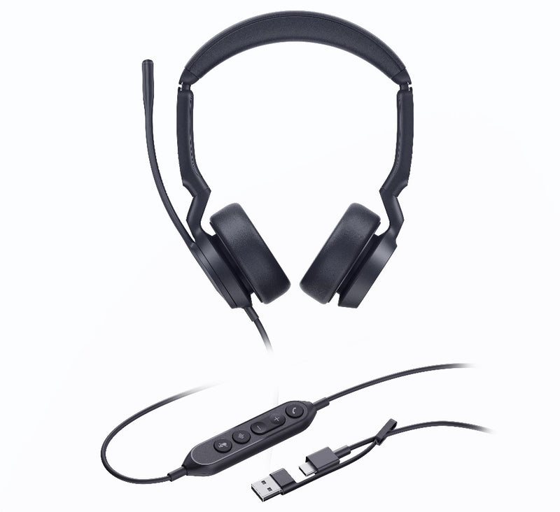 Yealink UH44 Stereo UC Headset USB-C Noise Cancelling Mic USB-C/A Adapter
