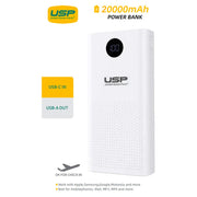 USP 20K mAh Power Bank - 2 USB-A, Digital Display