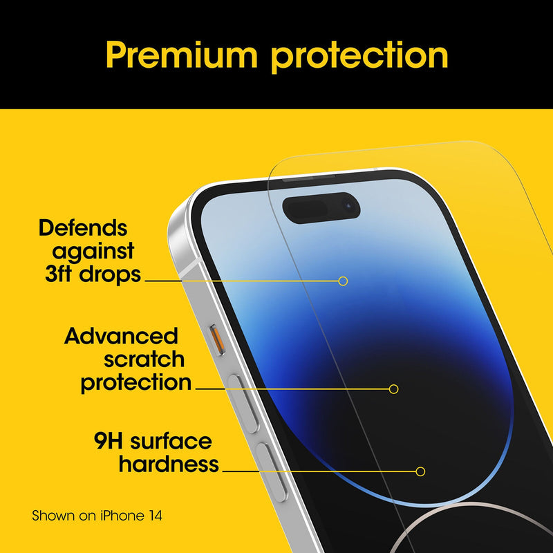 OtterBox Premium Glass Antimicrobial Apple iPhone 15 Pro (6.1') Screen Protector Clear (77-93942)
