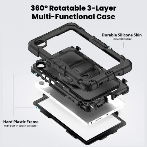 Galaxy Tab A11 Tab A9 8.7in Rugged Case with Kickstand Hand Shoulder Strap