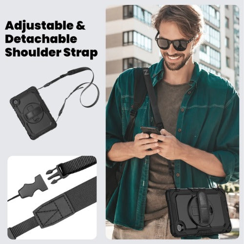 Galaxy Tab A11 Tab A9 8.7in Rugged Case with Kickstand Hand Shoulder Strap