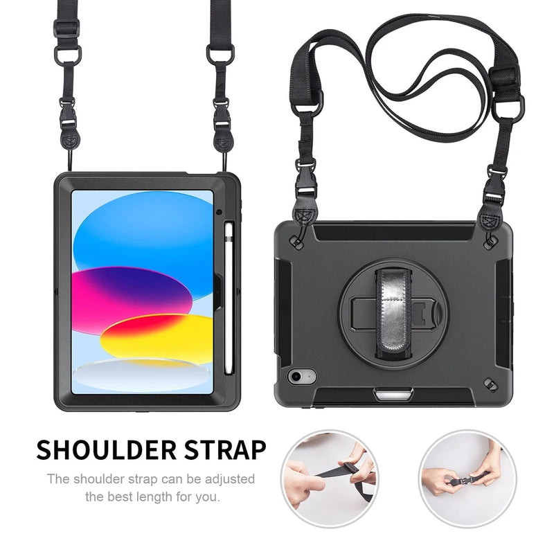 Galaxy Tab S11 11in Rugged Case with Kickstand Hand Shoulder Strap Pen Holder