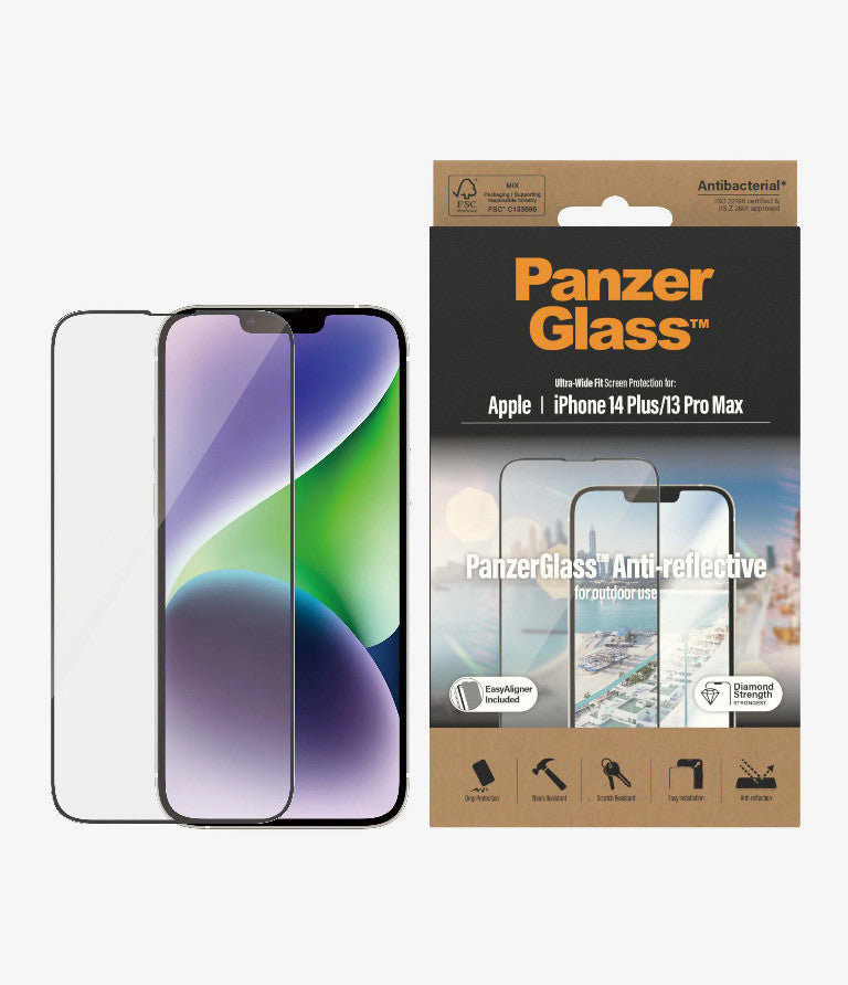 PanzerGlass Apple iPhone 14 Plus / iPhone 13 Pro Max Anti-Reflective Screen Protector Ultra-Wide Fit - Black (2789)