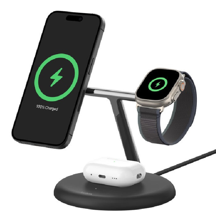Magnetic Wireless Charger Stand Belkin 3-in-1 Qi2 15W USB-C 36W PSU Fast Charging