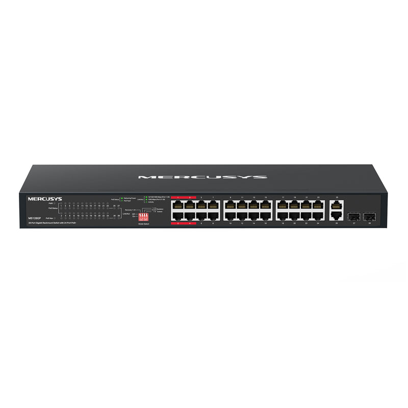 Mercusys MS128GP 28 Port Gigabit Rackmount Switch 24 Port PoE+ Managed
