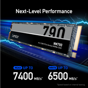 Lexar LNM790X002T-RNNNG Internal SSD 2TB M.2 2280 PCIe Gen 4x4 NVMe SSD up to 7400MB/s read, 6500MB/s write