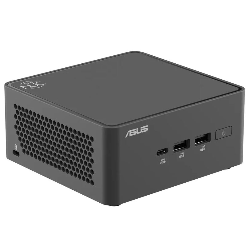 Off center shot of the front of ASUS NUC 15 Pro