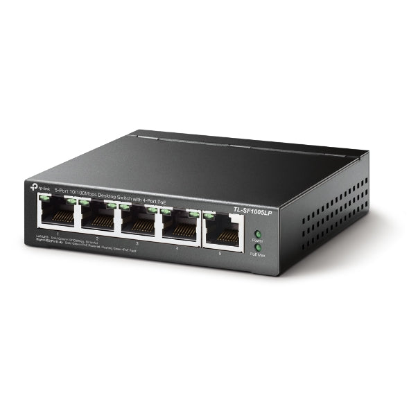 TP-Link TL-SF1005LP 5-Port 10/100Mbps Desktop Switch with 4-Port PoE 41W IEEE 802.3af compliant 1Gbps Switching