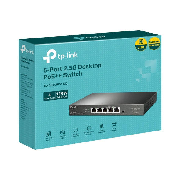 TP-Link 5 Port 2.5G PoE++ Switch 123W 4x PoE++ Metal Case Network Switch