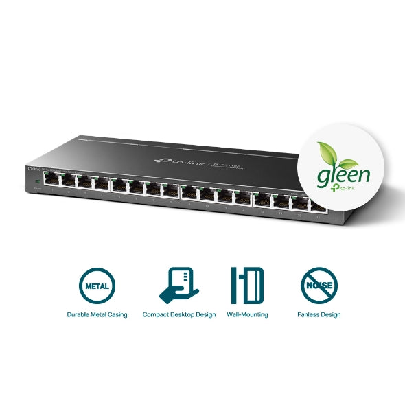 TP-Link TL-SG116E 16-Port Gigabit Easy Smart Switch 32Gbps Fanless Desktop Mount