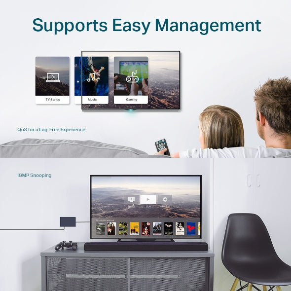 TP-Link TL-SG116E 16-Port Gigabit Easy Smart Switch 32Gbps Fanless Desktop Mount