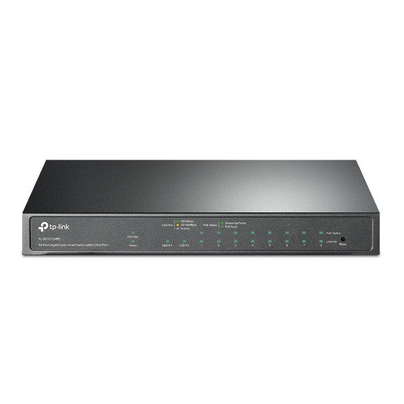 TP-LINK TL-SG1210MPE, 10-PORT GIGABIT EASY SMART SWITCH, 9XGIGABIT PORT, 1XSFP PORT, LAYER 2, FANLESS, 5 YEAR WARRANTY